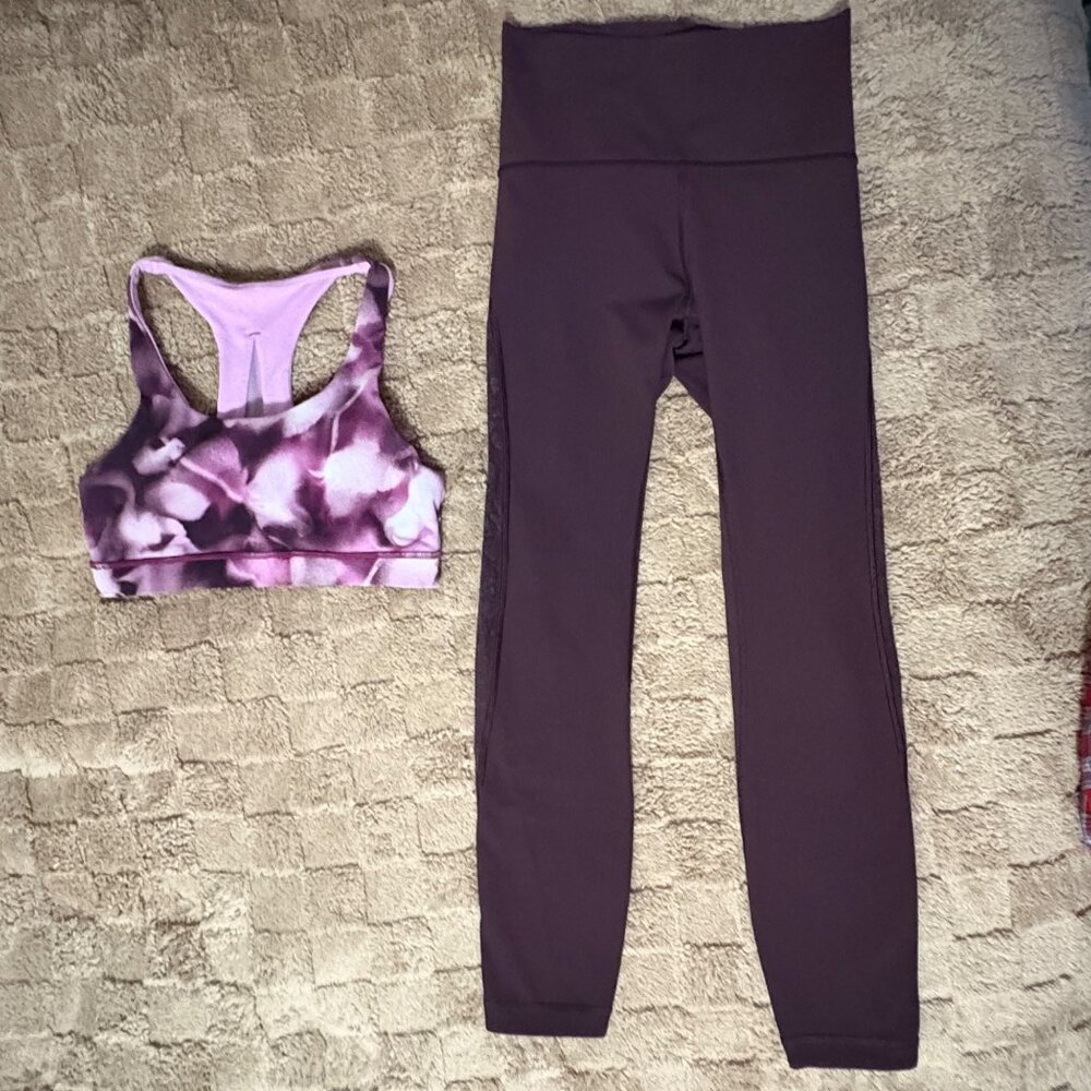 Lot of 2 Lululemon Meant To Move 7/8 Tight 25" Leggings & Invigorate Yoga Bra 4 - Picture 2 of 15